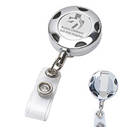 32” Cord Round Chrome Solid Metal Sport Retractable Badge Reel and Badge Holder with Laser Imprint Only